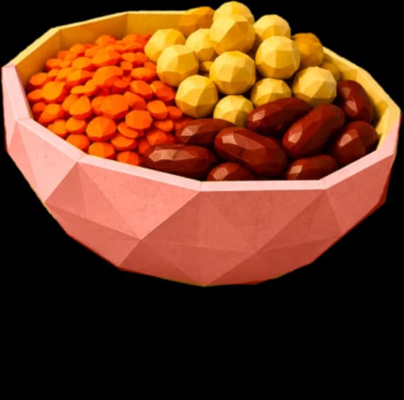 Chickpeas and lentils in a sack and a bowl, a pea pod beside them